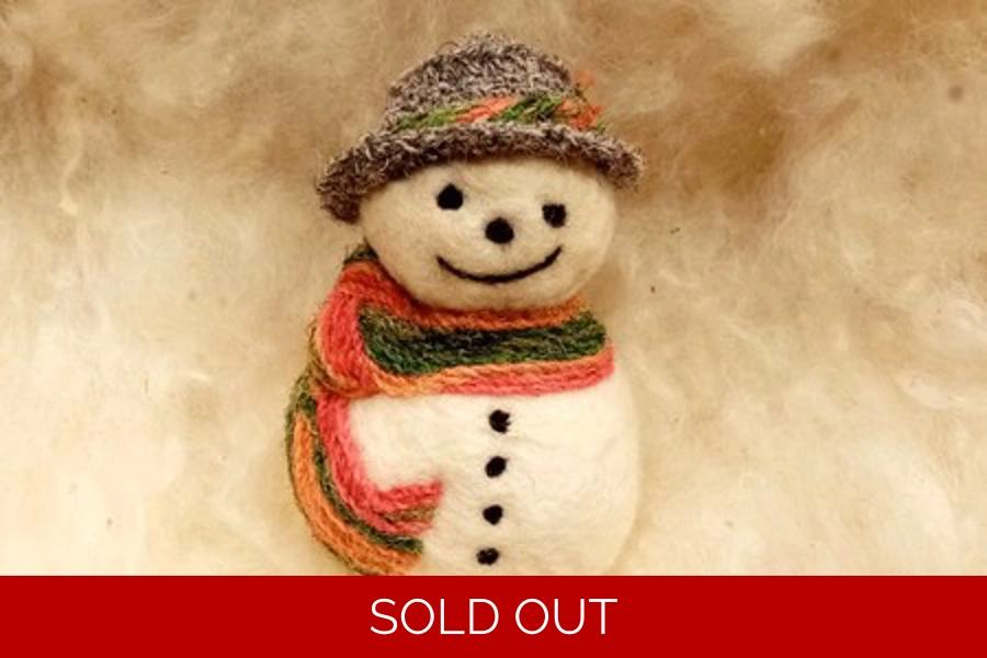 Snowman, Herdwick Hat, Orange Scarf